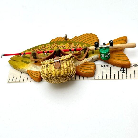 Hallmark Wishin I Was Fishin 2014 Keepsake Ornament 4" Fishing Theme Decor - Picture 4 of 7